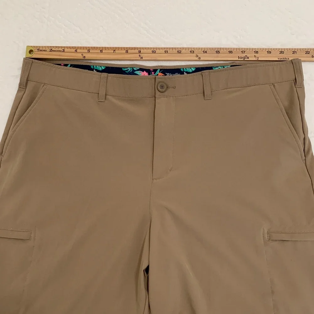 Birdie Bound Golf Shorts Men's 42 Khaki Stretch Cargo Pockets performance 9